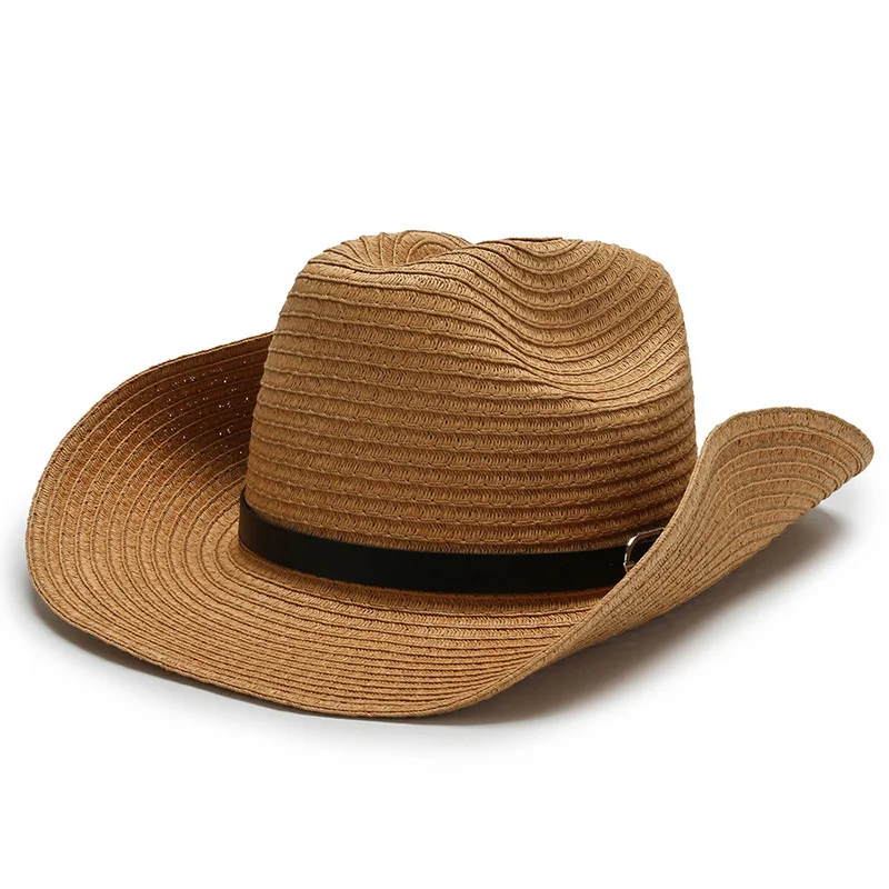

Spring Summer Straw Male Cowboy Hats Large Foldable Sunshade Rider Windproof Cap
