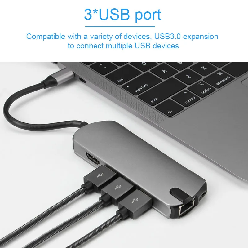 USB C HUBHDMI совместимый RJ45 PD зарядный SD кардридер USBC концентратор Type сплиттер для
