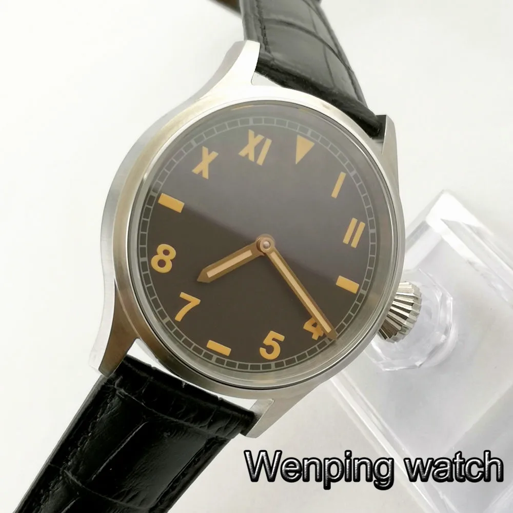 Мужские классические роскошные механические часы 43 мм темно кофейный циферблат