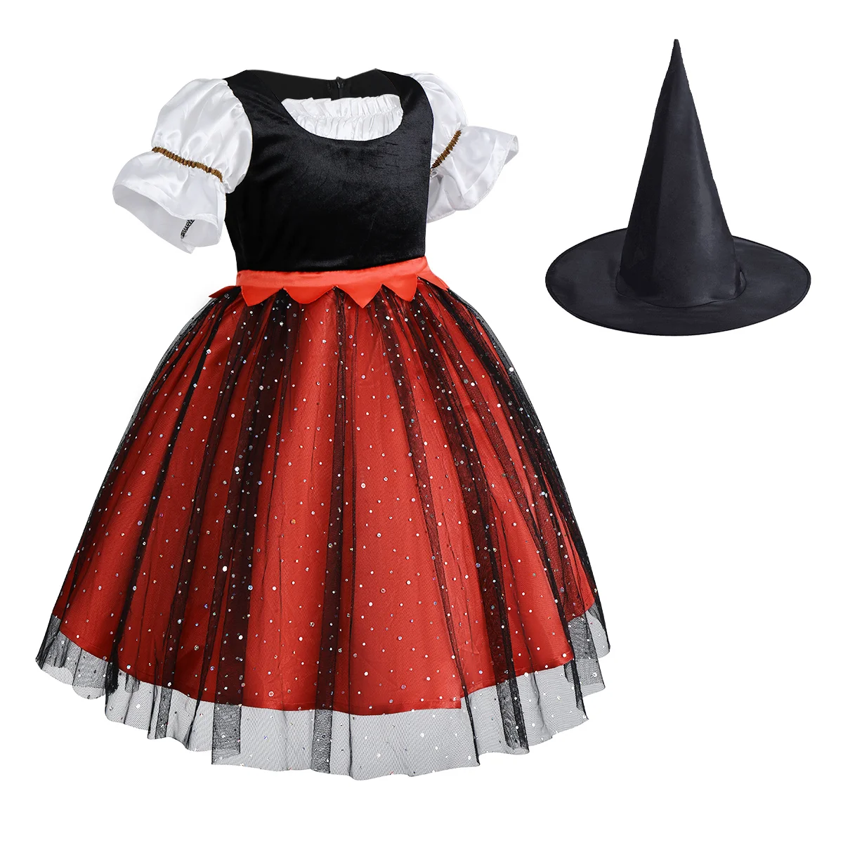 Halloween Costume Girls Witch Cosplay Photography Props Princess Dress with Hat Cute Kids Party Outfit | Детская одежда и обувь