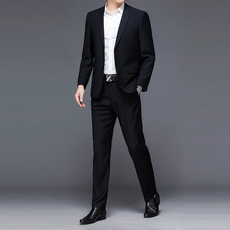 

2021 autumn new men's slim two-piece suit suit business casual jacket suit groom dress fashion trend