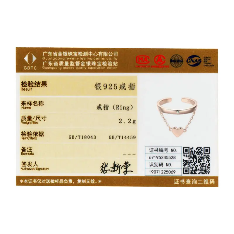 WOSTU 925 Sterling Silver Ring Heart Chain Wedding Rose Gold Adjustable Stackable Finger For Women Lover Luxury Jewelry DXR572 | Украшения