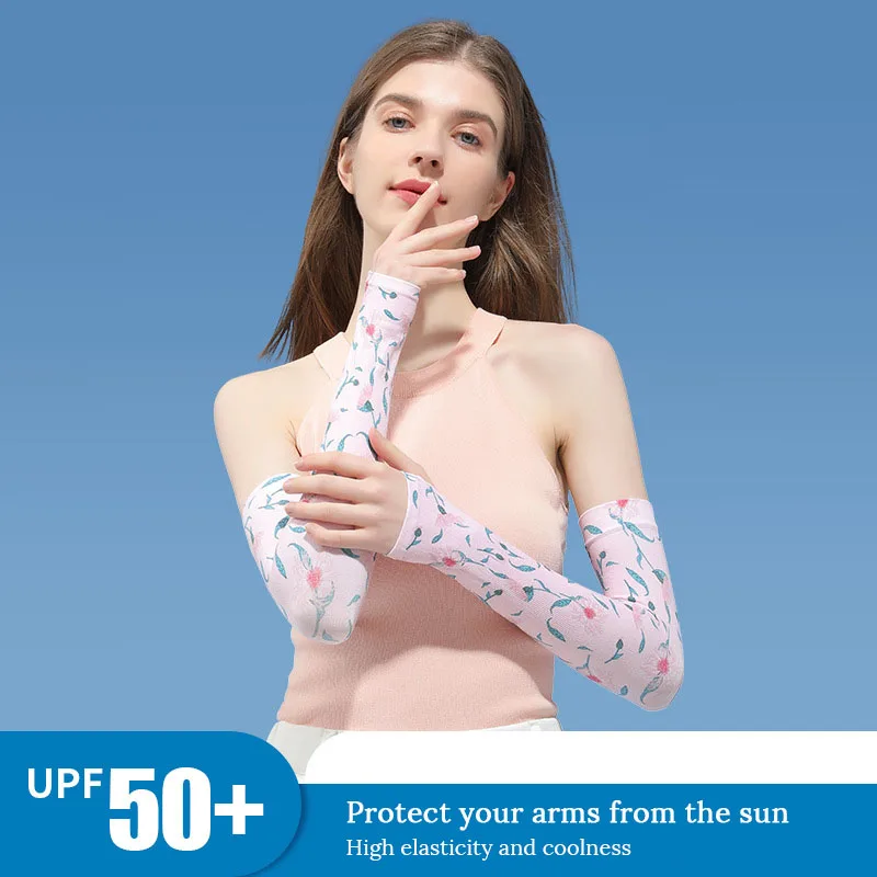 

Sun Protection Sleeves Women Summer Girls Cute Anime Ice Silk Cool Thin UV Protection Cycling Sleeve Running Cooling Covers Arms