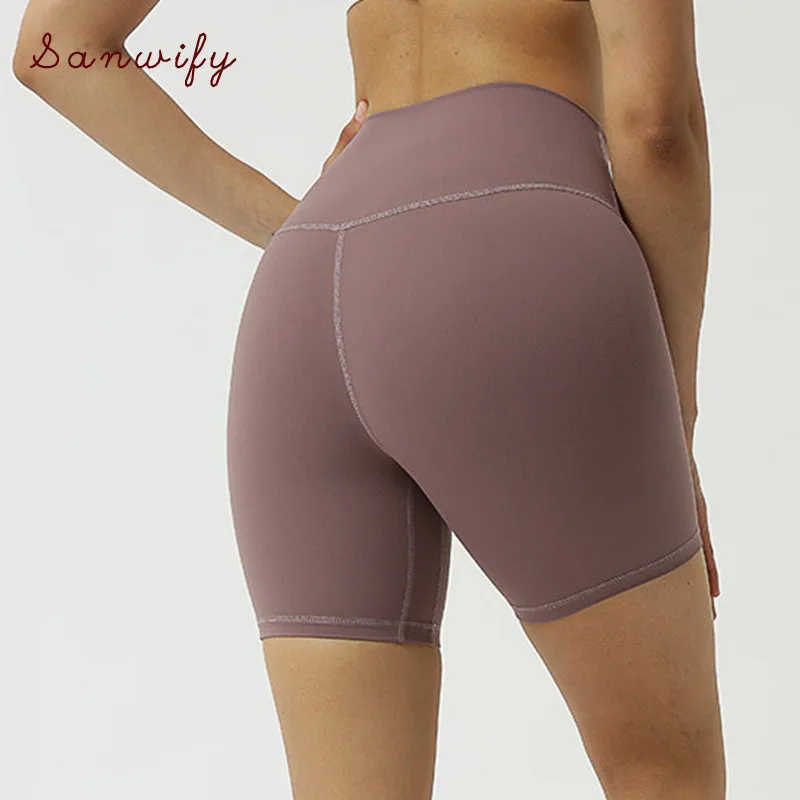 Шорты для фитнеса и бега Женские однотонные спортивные шорты с высокой талией