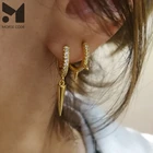 Женские серьги-кольца с фианитами, в стиле панк