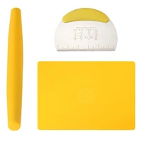 3pcs silicone pastry mat set measuring counter mat dough rolling mat rolling pin reusable noodle knife for biscuits breads