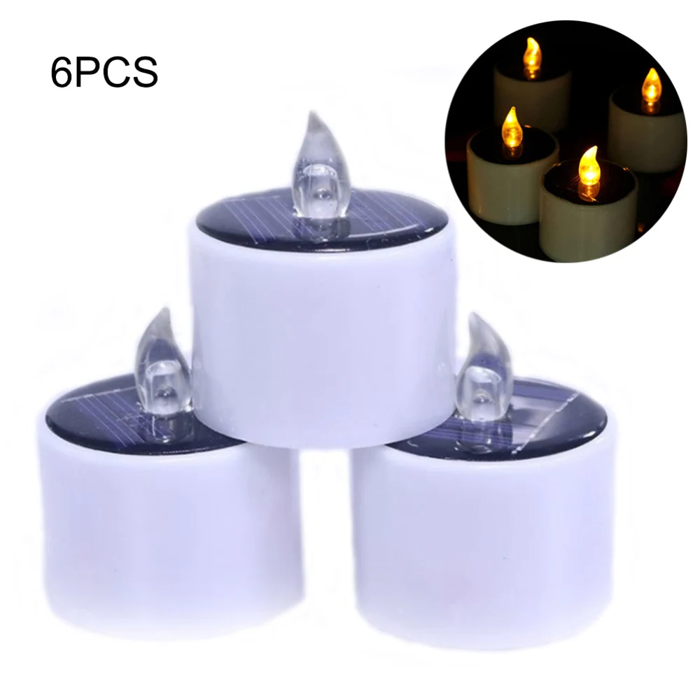 

6pcs/set Halloween Party Decoration Solar Power Tealight Candle Light Waterproof Fake Tealight Candle Christmas Light