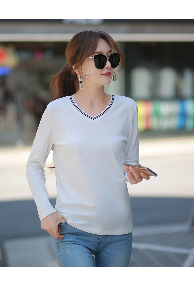 

T-Shirt Women Short Sleeves Shirt 100% Cotton Awesome Femme Summer Top navy blue