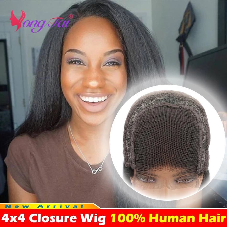 YuYongtai Indian Human Hair Wigs Kinky Straight 4x4 Lace Closure Wig 13x4 360 HD Lace Front Human Hair Wigs For Women Human Hair