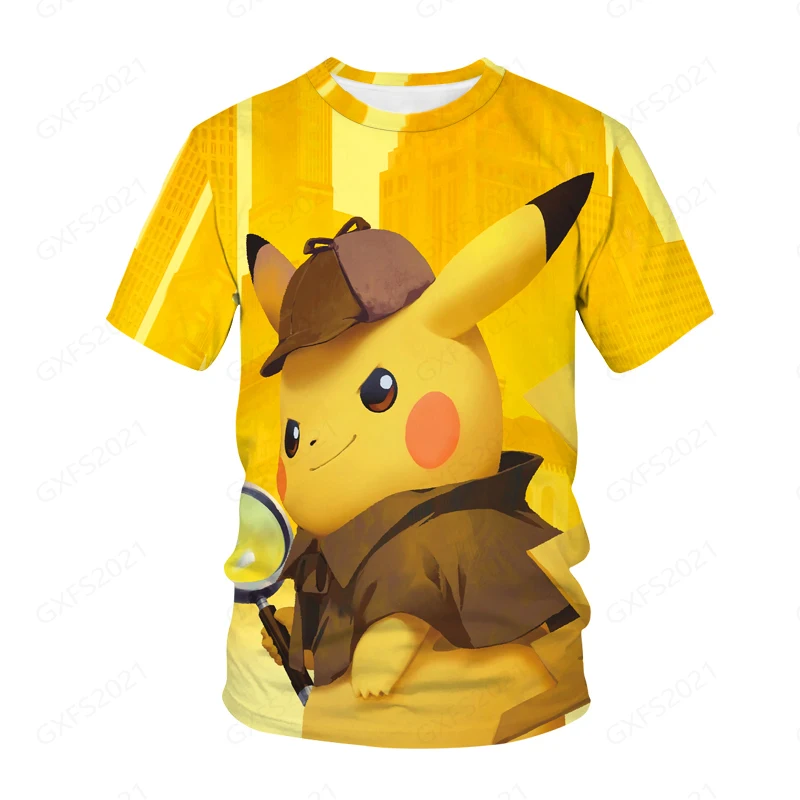 

2021 Cute Funny Cartoon Pokemon-Go Pikachu Printed 3D T-Shirt For Men Women Oversized Leisure Essential For High Quality Street