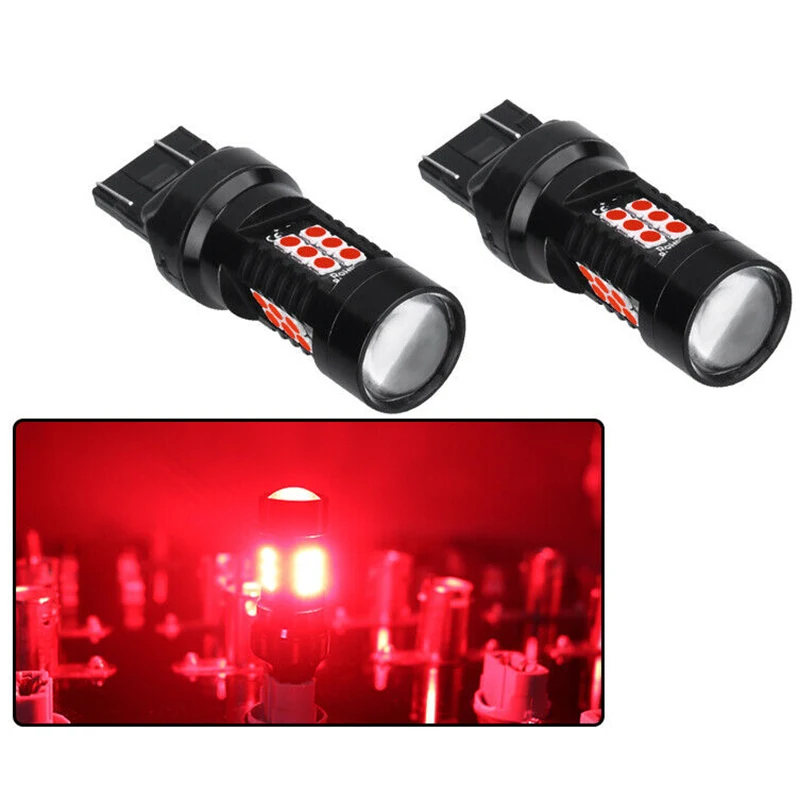 2 шт. автомобиля светодиодный лампы высокого качества 7443 T20 W21/5 Вт 21SMD красный Высокое тормоз с усилителем детали задних фар автомобиля