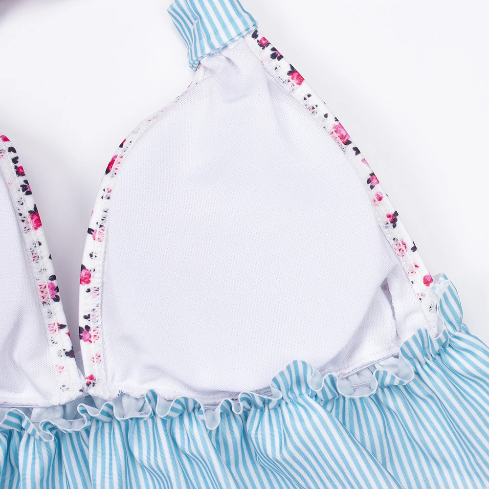 Женский комплект бикини с винтажным принтом купальный костюм рюшами и Бралетт