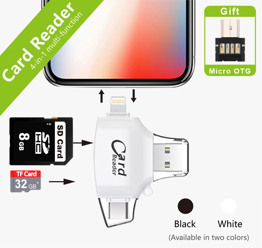 Новый SD кардридер адаптер microSD SDHC SDXC TF usb c OTG карта памяти для iphone|Картридеры| |