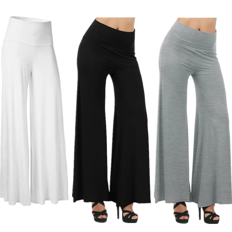 

Autumn High Waist Pants Elegant Female Lady Women's Palazzo Flared Wide Killer Legs Pants OL Wide Leg Ladies Long Trousers