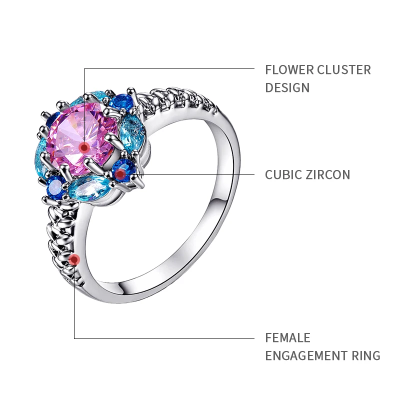 Женское Обручальное Кольцо JROSE Flower обручальное кольцо зеленого красного и