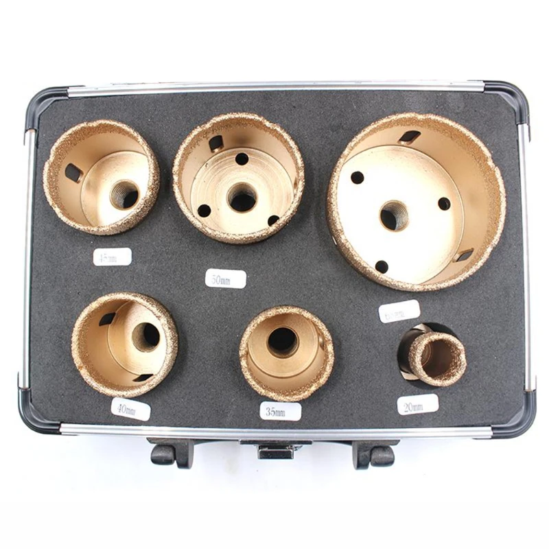 

5/6/8 Pcs Marble Hole Opener M10 Drill Bit Set Brazed Carborundum Coating for Granite Marble Ceramic Tile Glass Brazed