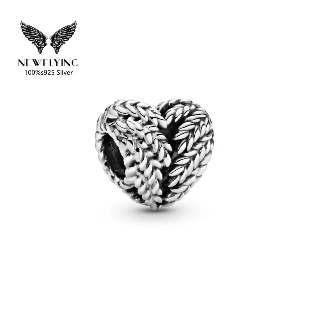 

925 Sterling Silver Grains Heart Charm Designer for DIY Bracelets Jewelry Making
