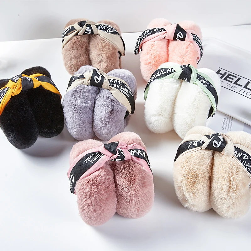 

2019 New Arrival Ladies Girls Hair Letter Band Earmuffs Cute Bowknot Furry Ear Muffs Comfy Soft Outdoor Winter AD0887