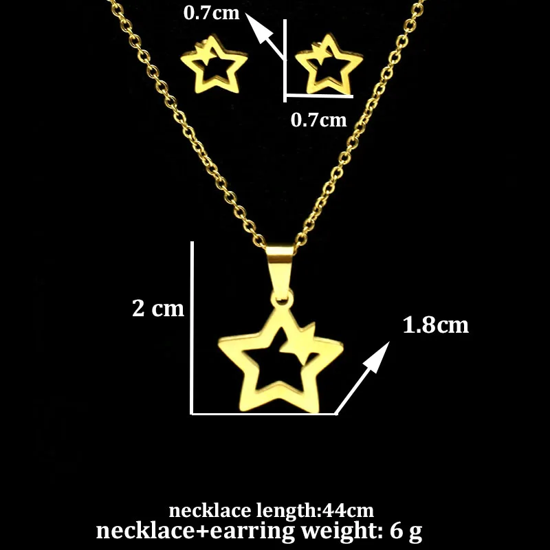 fengnee luxury Stainless Steel Jewelry sets For Women Love Gold Pendant star Necklace | Украшения и аксессуары