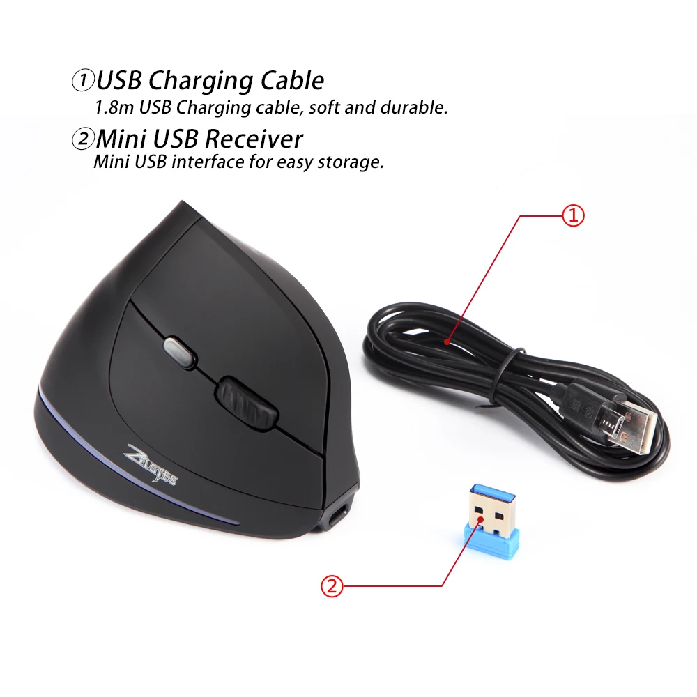 

F-35 Wireless Mouse Vertical Mouse Ergonomic Rechargeable Mice 2400DPI Optional Portable Gaming Mouse for Mac Laptop PC Computer