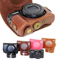 new pu leather camera case for canon powershot g7x mark 2 g7x ii g7x iii g7x3 g7x2 g7xii digital camera bag cover strap