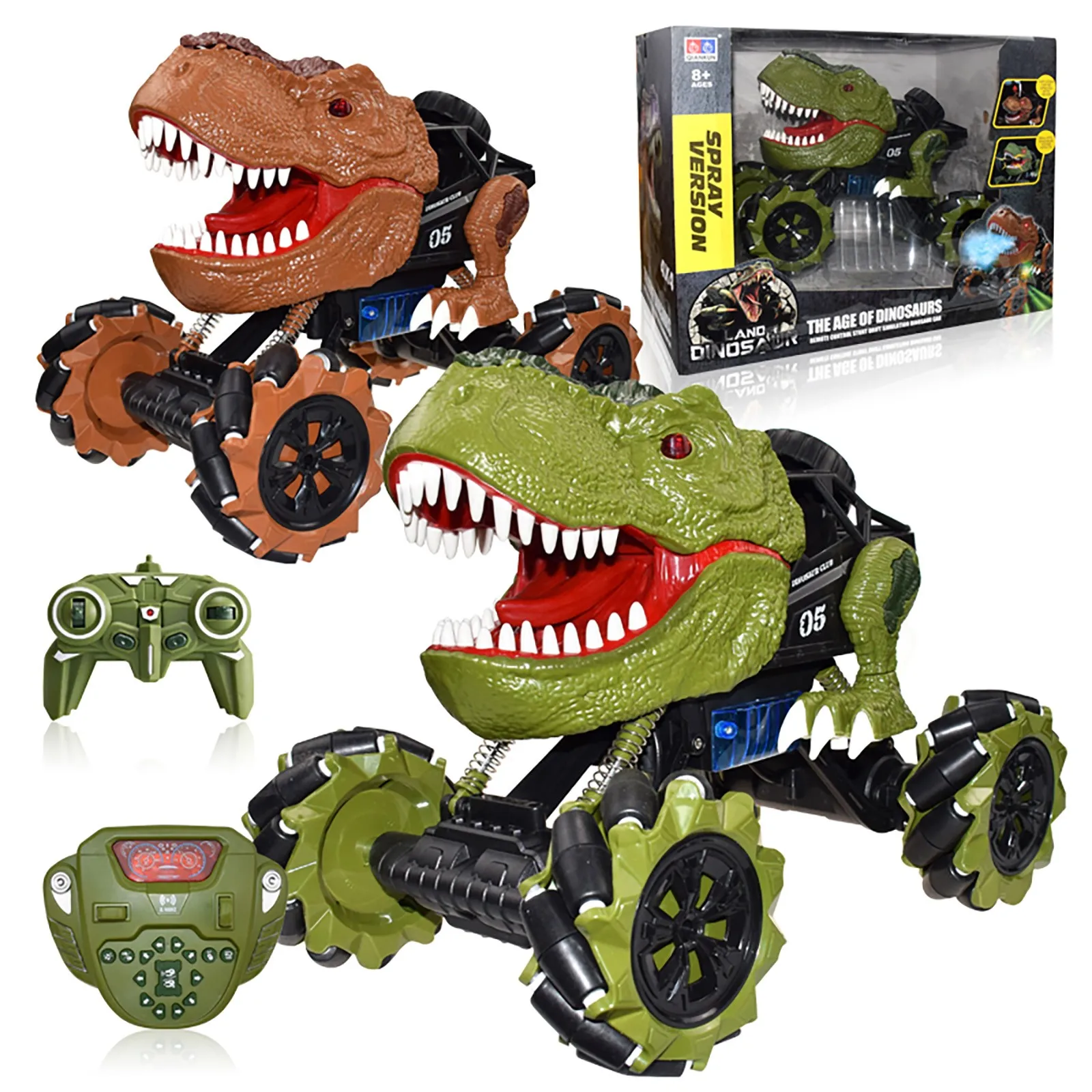 

Rc Car Dinosaur Toy 2.4 Ghz Rc Stunt Cars Tumbling Dinosaur Car 4wd Off Road Monster Truck With Electric Spray For Kids Boy Gift