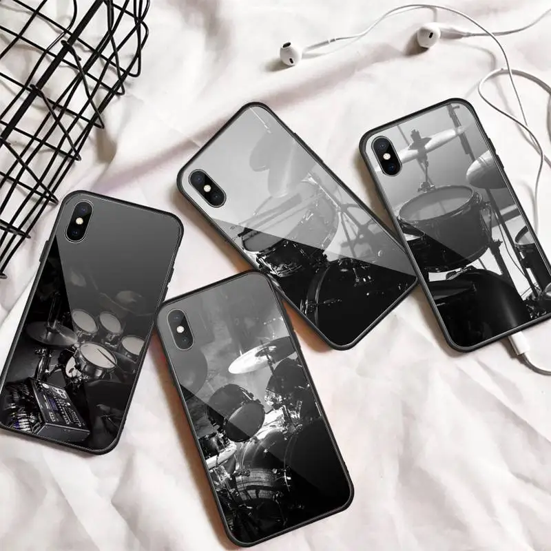 

Trend Musical Instrument Drum Phone Case Tempered glass For iphone 5C 6 6S 7 8 plus X XS XR 11 PRO MAX