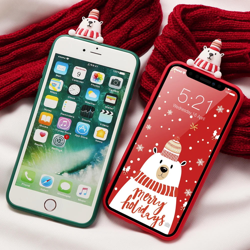 Lovebay Doll Christmas Cartoon Phone Cases For iPhone 7 XR 11 Pro Elk Santa Claus 6 6s 8 Plus X XS Max Soft TPU Cover |