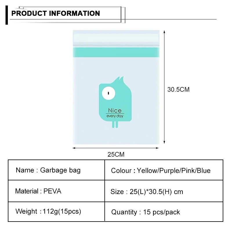 15Pcs Disposable Garbage Bag Cartoon Hanging Car Kitchen Storage Multifunction Waterproof | Дом и сад