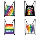 Сумка на шнурке ЛГБТ для женщин, Радужный дорожный ранец для бисексуалов, лесбиянок, геев, любителей любви, модные сумки для хранения