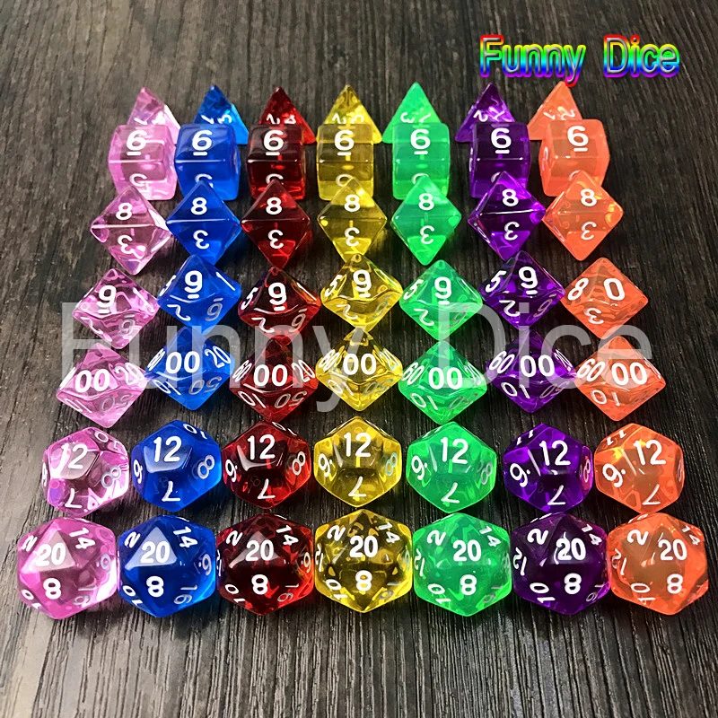 7Pcs Multi Sides Translucent Dnd Die for Playing Games Home TRPG RPG Board Digital Dice Game As Present tor Kit|Кубики| |