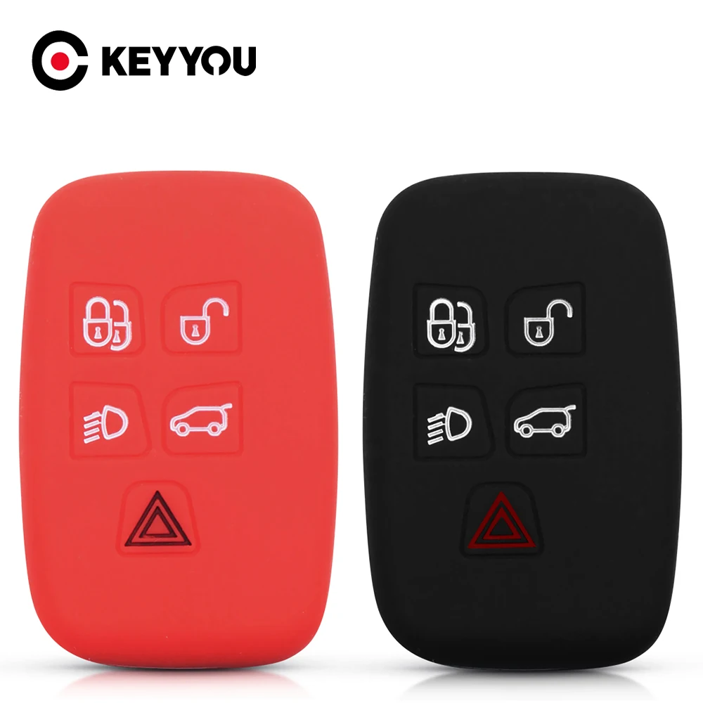 

Силиконовый чехол KEYYOU для Land Rover Freelander 2 Range Rover Velar 2020 Discovery Sport Freelander, чехол для 2 ключей, 5 кнопок, дистанционный ключ