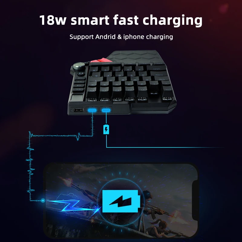 Клавиатура HandJoy K5 для смартфона механическая проводная RGB подсветка|Клавиатуры| |