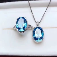 pure solid 925 sterling silver set ring pendants necklaces for women kyanite jewelry set engagement party with box gift