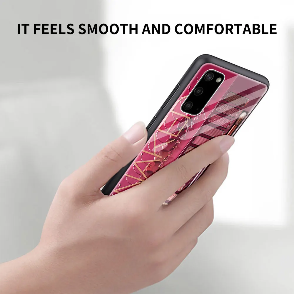 

Makeup Eyeshadow Palette Glass Case For Samsung Galaxy S21 S20 FE S10 S9 Plus Note 20 9 10 Lite S20Ultra Coque Phone Shell Cover