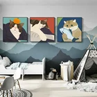 Простой Северная Европа и Япония милый мультяшный Кот японский ресторан детская комната украшение картина плакат печать Фреска