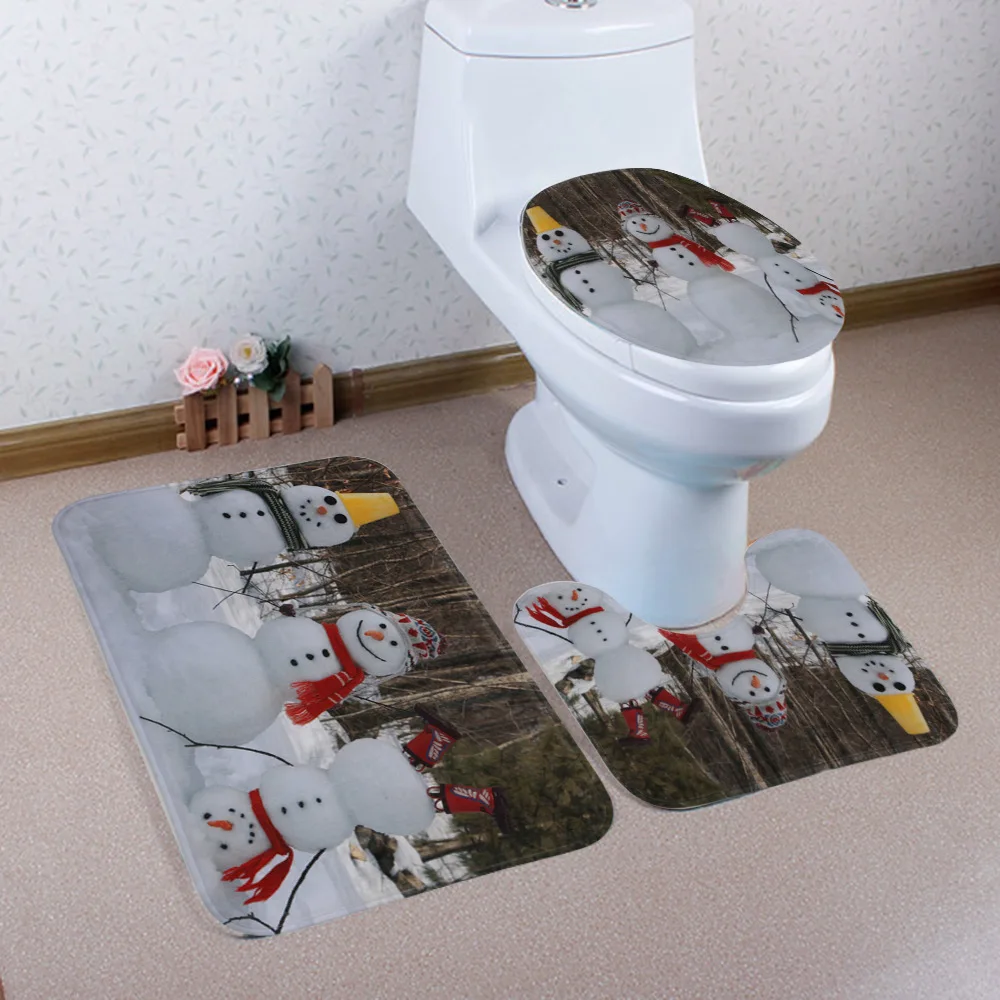Рождественский коврик для ванной Wc, сиденье для унитаза, чехол, коврик для туалета туалет, подогреватель сидений, тапас, коврик для туалета, декоративная кювета, Рождественский комод для ванной комнаты