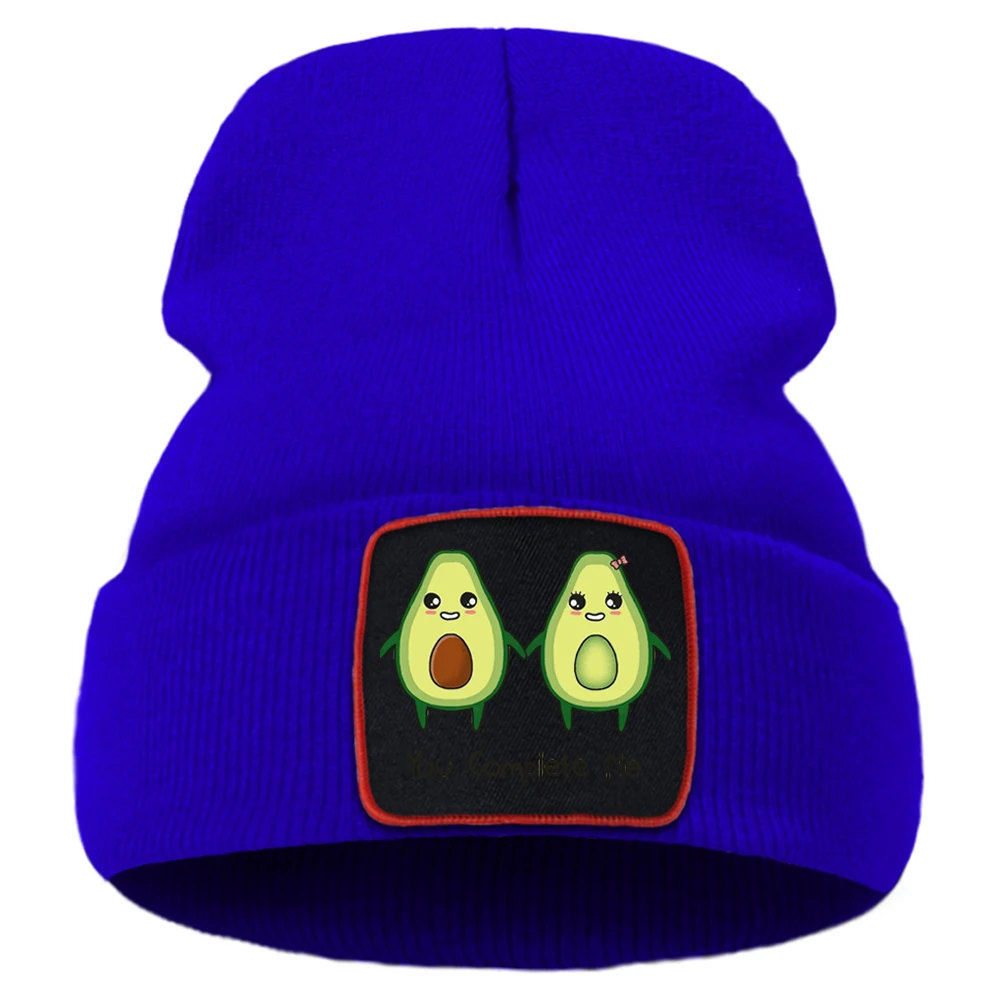 

You Complete Me Cartoon Avocado Solid Color Unisex Hats Warm Casual Beanie Hat Soft Fashion Knitted Hats Creative Quality Hat