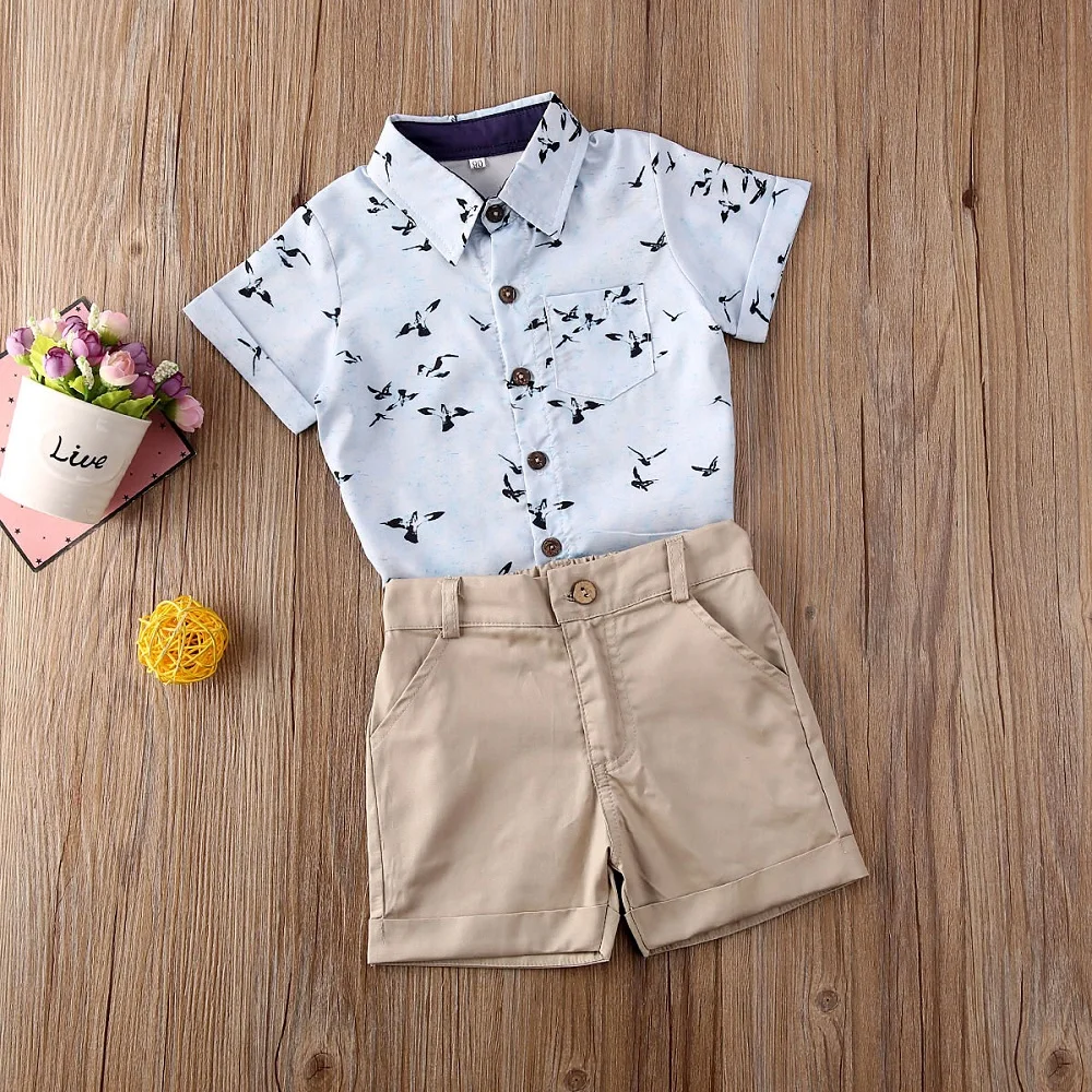 От 1 до 6 лет Summwe комплекты детской одежды для мальчиков с коротким рукавом