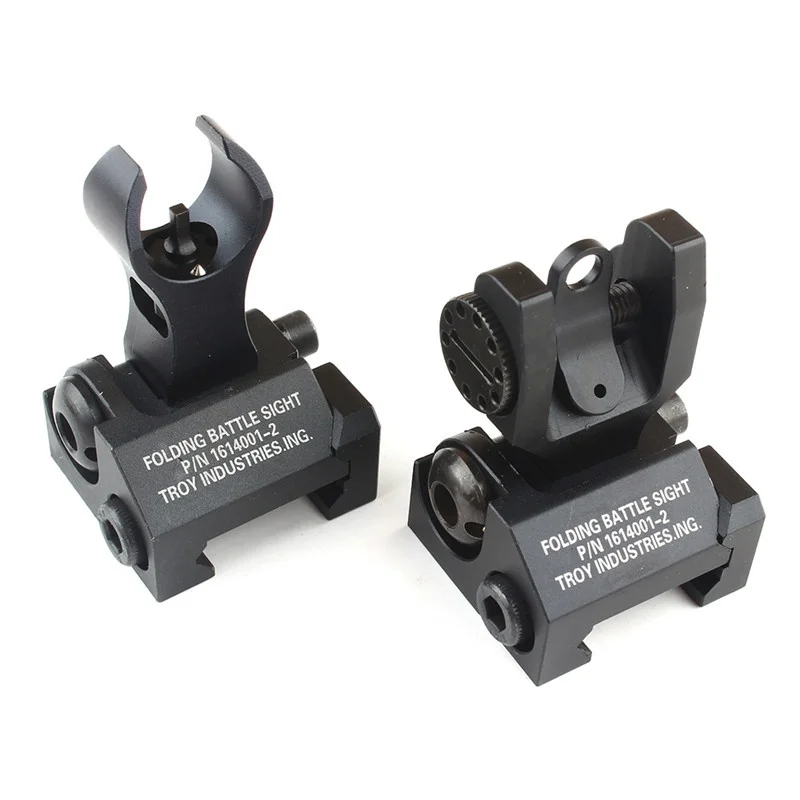 Tactical Troy HK Style Front&ampRear Sight Folding Battle Black Iron Sights Set for Airsoft AR-15 M16 Rail | Спорт и развлечения