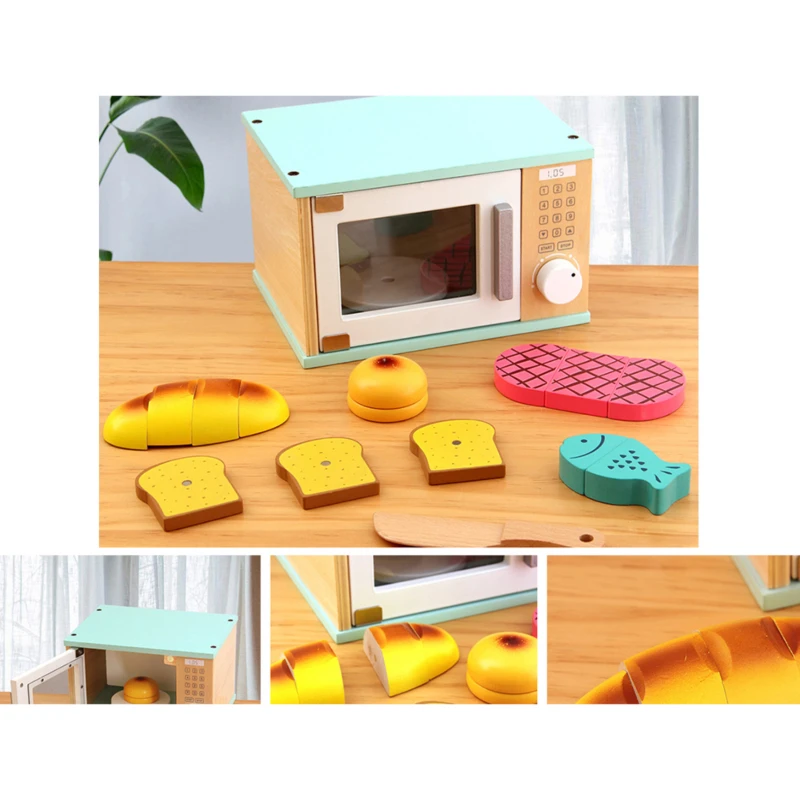 

Wooden Toy Kid Mini Cute Microwave Oven Pretend Role Play Toys Educational For Children Playing Kitchen Toy Gift