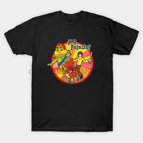 H.R. Pufnstuf/Мужская черная футболка Летняя мужская мода Повседневная с короткими