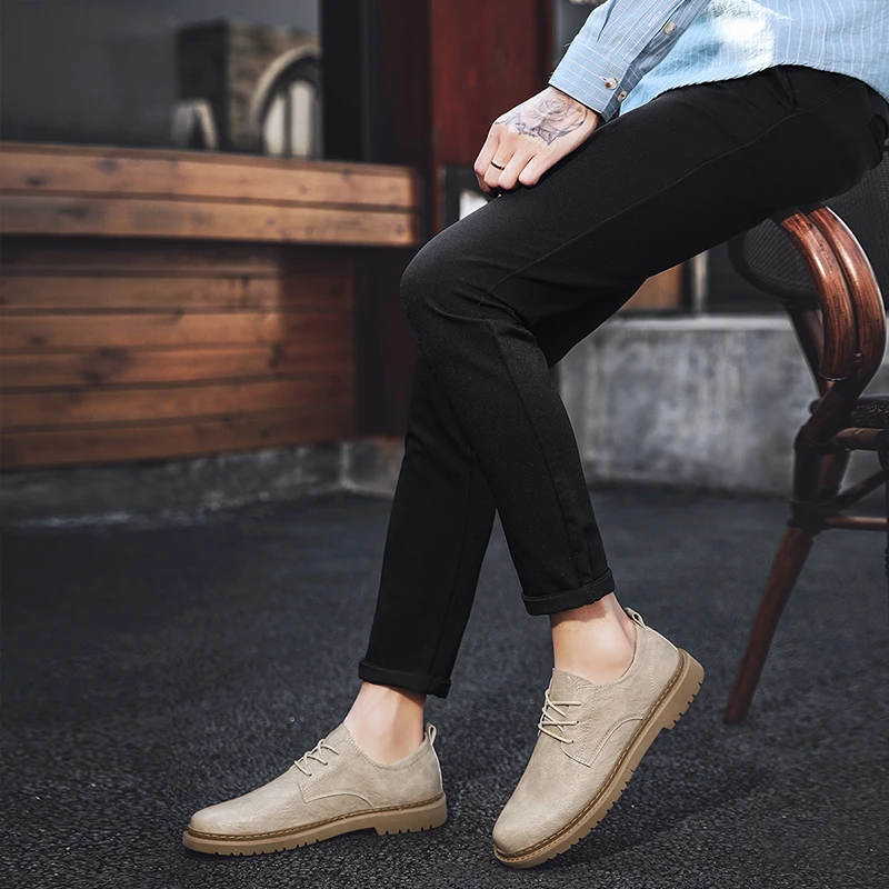 Мужская модная обувь Кожаная повседневная мягкая удобная дышащая на плоской