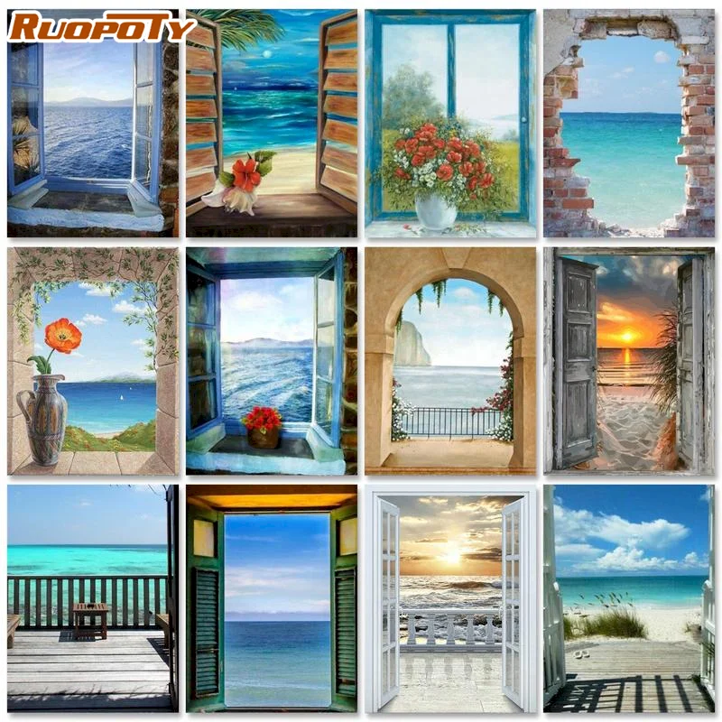 

RUOPOTY Paint By Numbers For Adults DIY Pictures By Numbers Landscape Kits Drawing On Canvas Gift Hand Painted Digital Painting