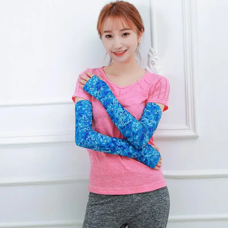 

Sport Fishing Cycling Sunscreen Ice Silk Sleeves Driving UV Protection Sun Protection Military Camouflage Gloves