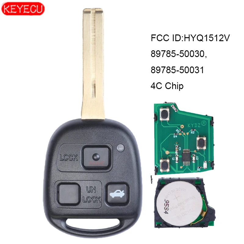 KEYECU дистанционный брелок 3 кнопки 4C для Lexus ES300 GS300 IS300 1998 2005 FCC ID: HYQ1512V 89785 50030 50031|Ключ