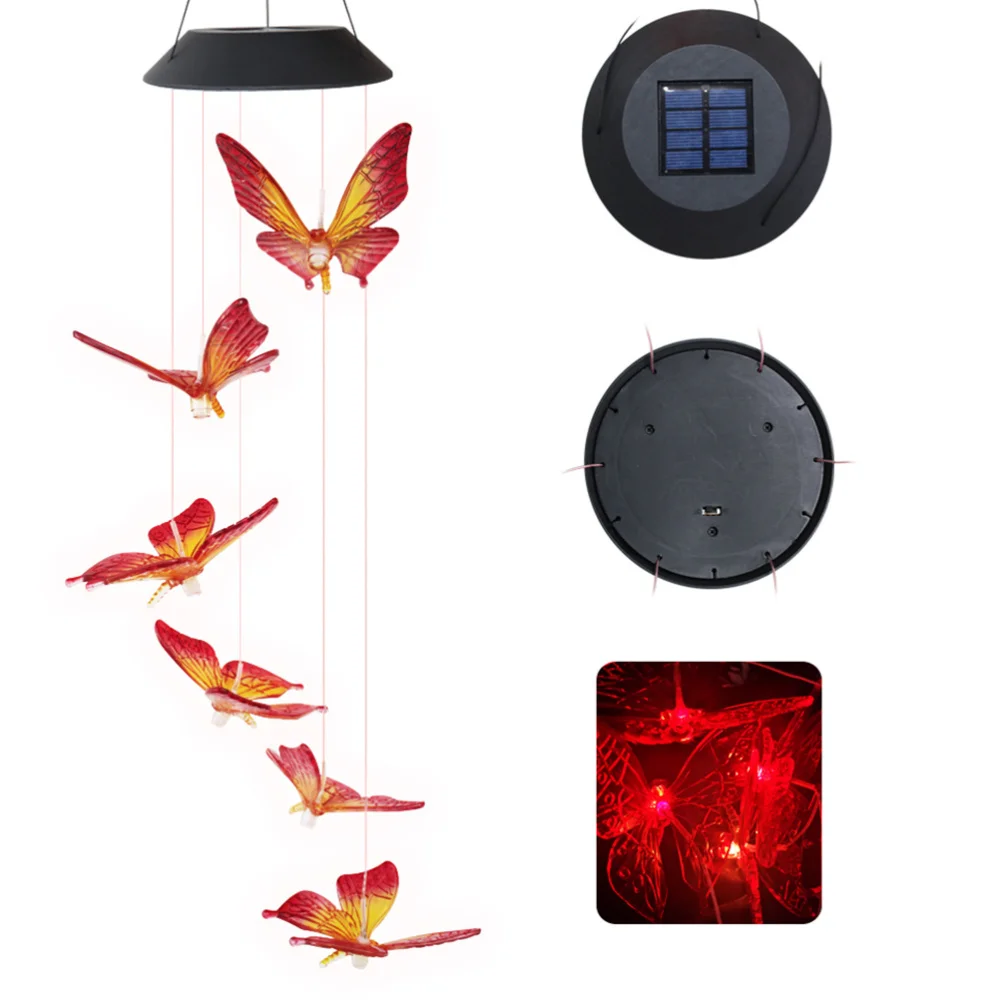 

Solar Wind Chime Light Color Changing Outdoor 6 LEDs Wind Chime Colorful Decoration Light for Home Party Yard Festival