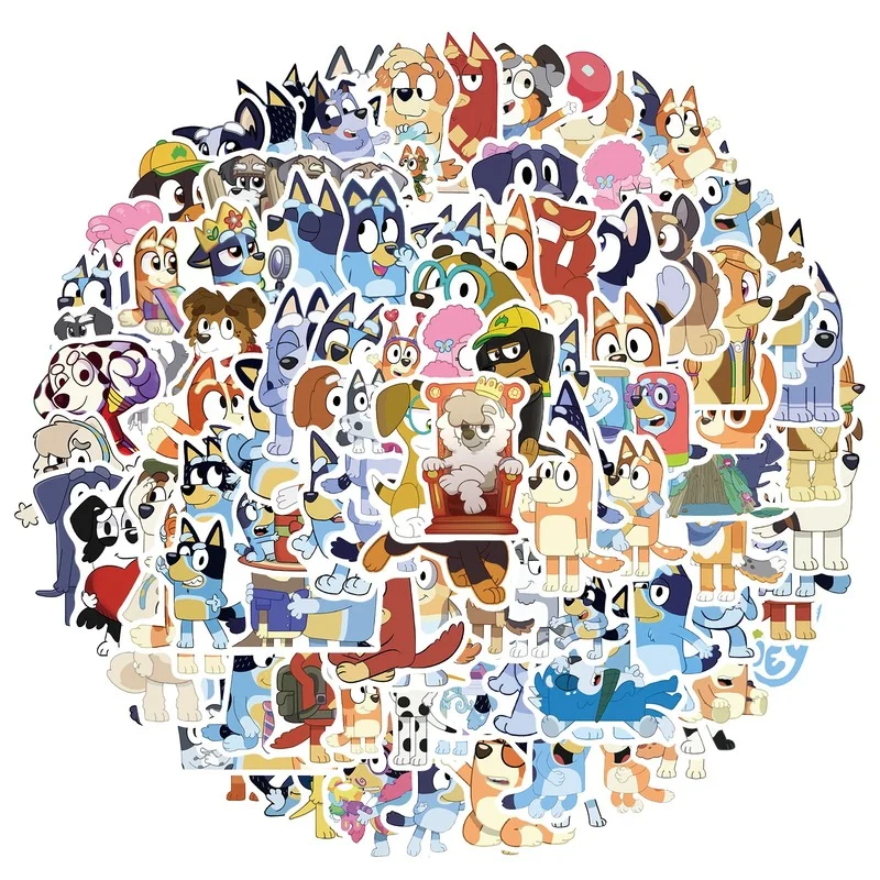 10/100 Uds Bluey de dibujos animados lindo pegatinas Anime monopat&iacute;n DIY equipaje guitarra etiqueta engomada del ordenador port&aacute;til perrito Bluey Bingo impermeable juguetes de los ni&ntilde;os-1