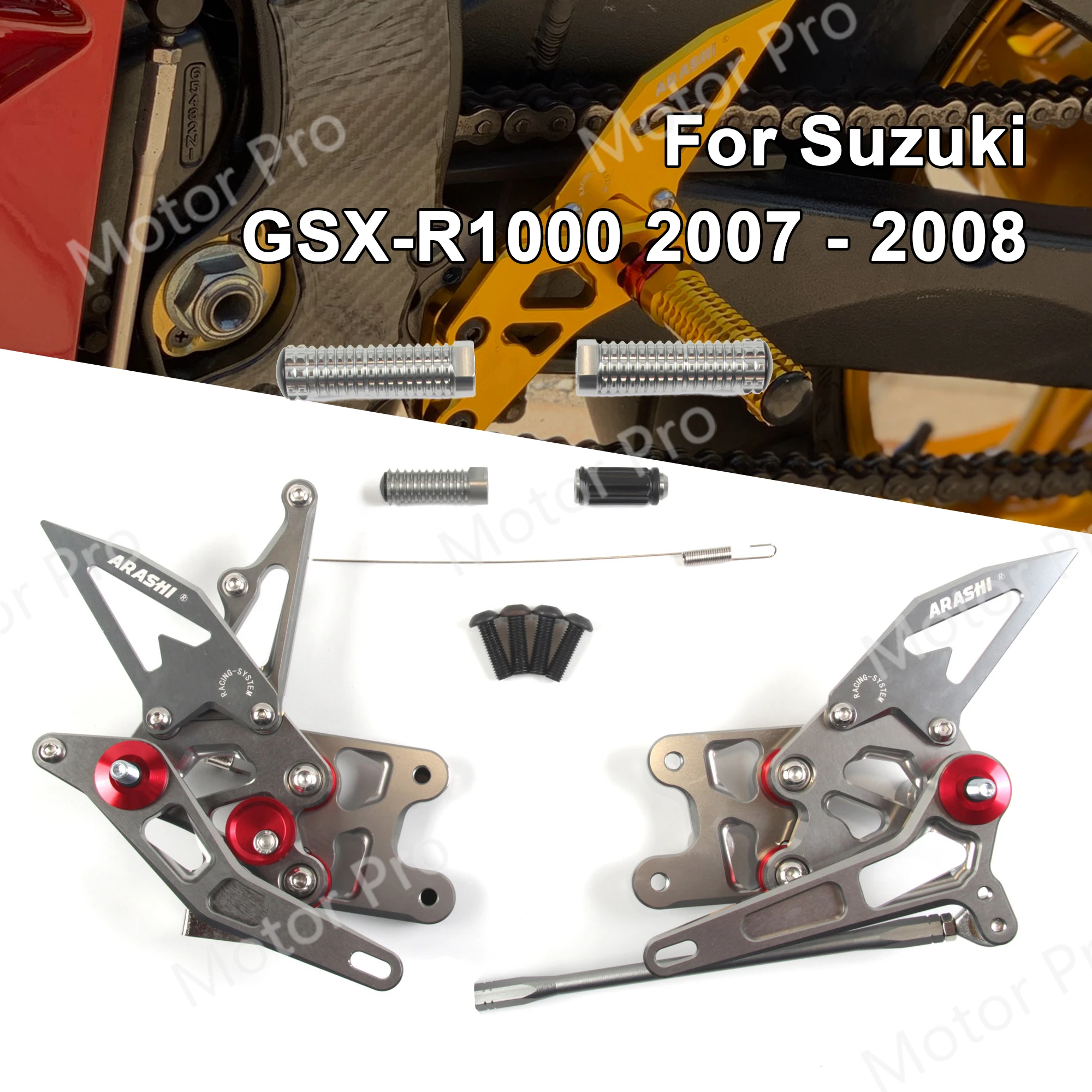 Регулируемые подножки для SUZUKI GSXR 1000 2007 2008 аксессуары мотоциклов задние педали GSX R