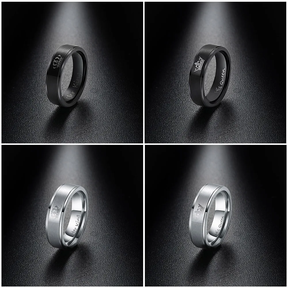Король и королева из нержавеющей стали его ее король пара свадебный браслет